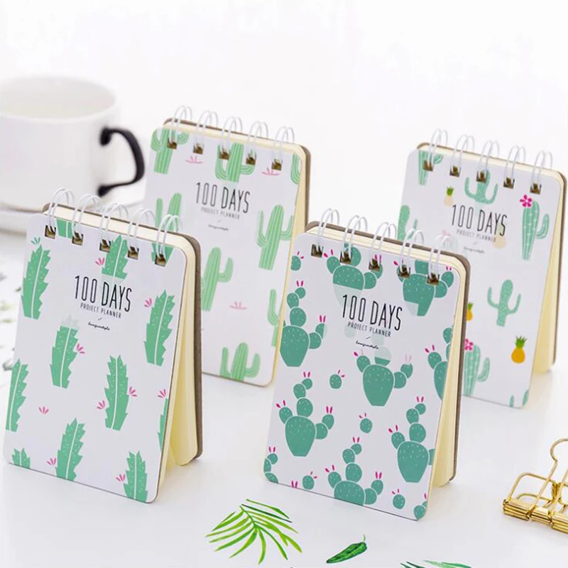 

Japanese Small Fresh Style Notebook Cactus Pattern Coil Binding Notepad Office Stationery and School Supplies 1PCS/90 Pages