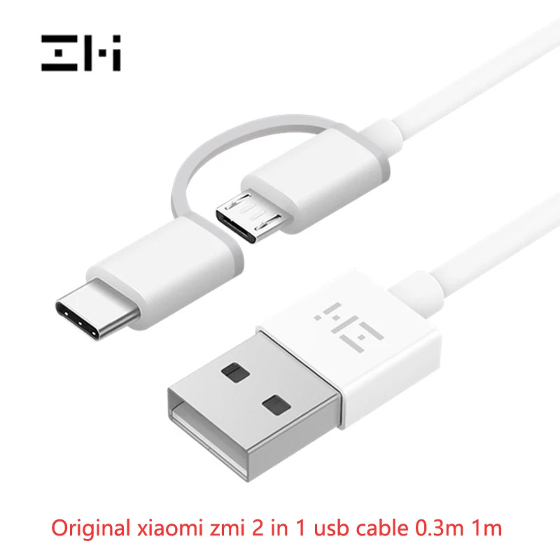 

ZMI 2 in 1 micro usb to type c cable for Samsung huawei xiaomi 9 usb c cable fast charging 2.4A Android charger cable short 0.3m