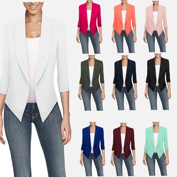 

2019 Spring Autumn Women's Blazers Plus Size Slim Office Lady Work Blazer 2019 New Fashion Solid Notched Collar Jackets Female