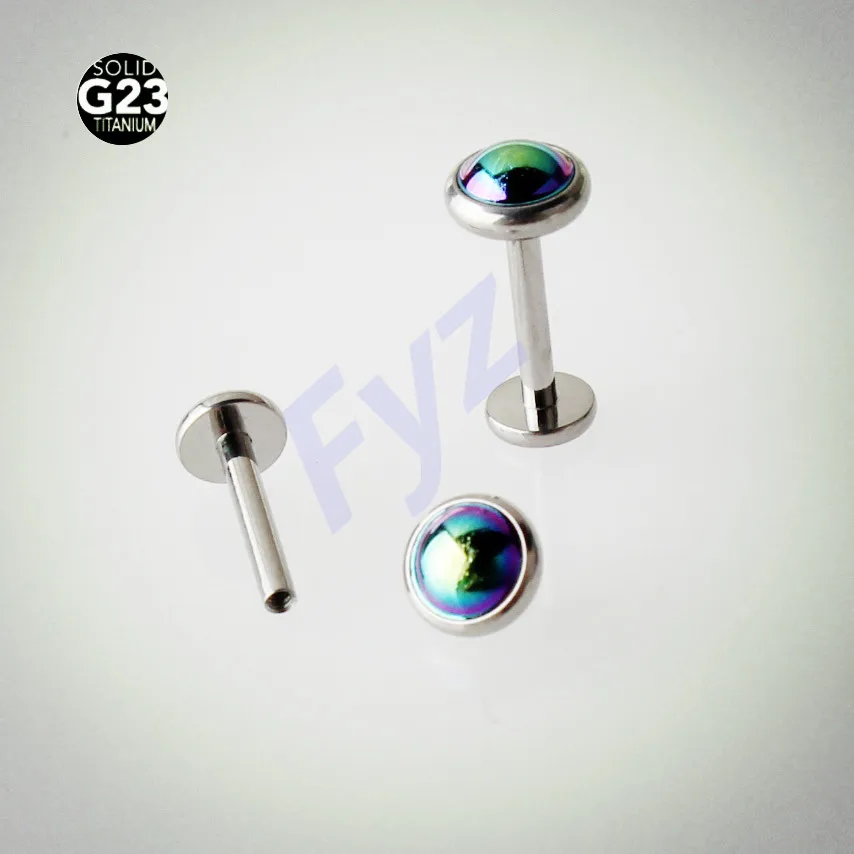 

5mm Rainbow Color Gem Tops G23 Titanium Internal Thread Ear Cartilage Helix Tragus Stud Labret Lip Piercing Body Jewelry
