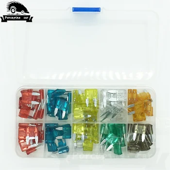 

100 pcs / lot Mini Fuse Blade Auto Car Fuse 10 Value Assorted Kit with Box 5A 7.5A 10A 15A 20A 25A 30A