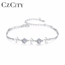 CZCITY, Ретро стиль, любовь, цветок, браслет, 925 пробы, серебро, амулеты, для женщин, кристалл, цепочка, звенья, браслеты для вечеринки, подарок на день рождения