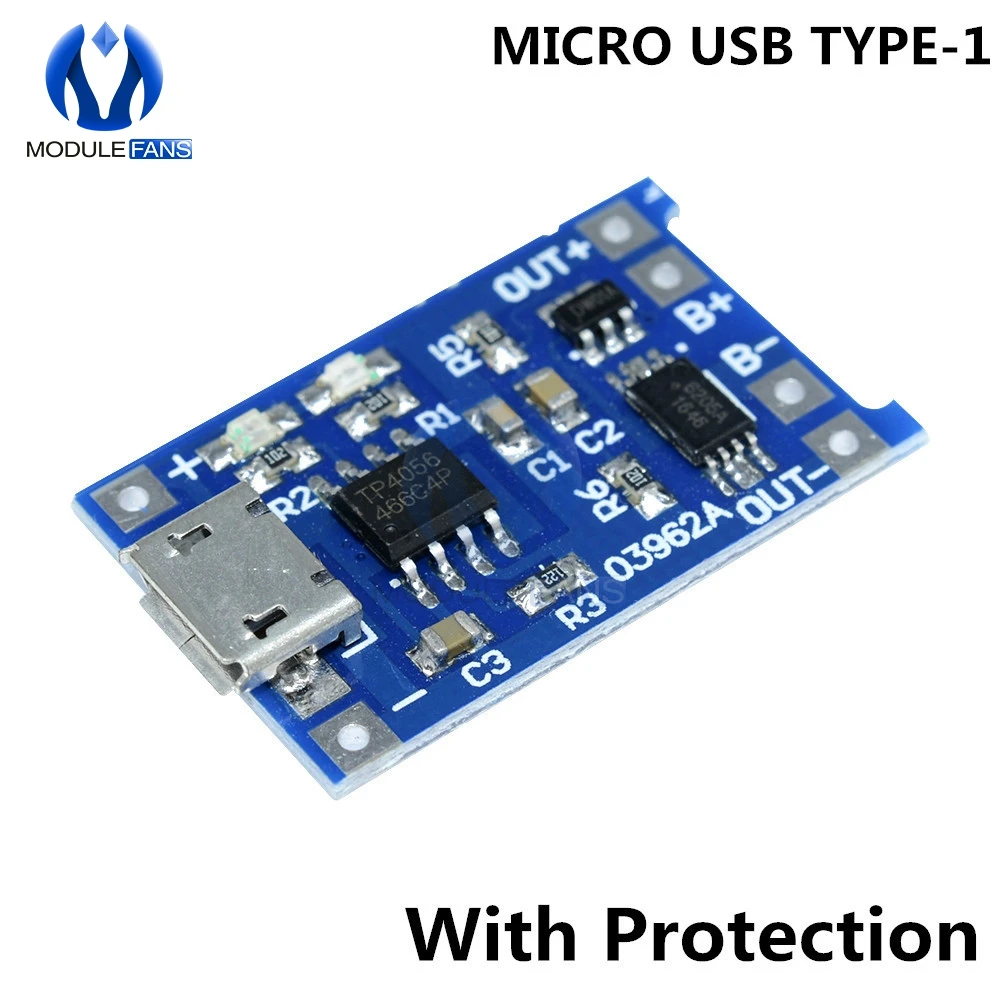 TP4056 type-c/Micro/Mini USB 5V 1A 18650 модуль зарядного устройства литиевой батареи зарядная плата двойной функции Li-Ion TC4056A TC4056 - Цвет: Micro USB 1