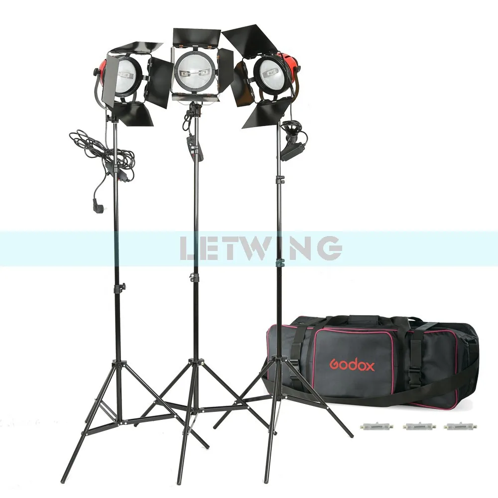 3x 800W 220V Red Head Continuous Studio Video Lighting Kit with Bulbs