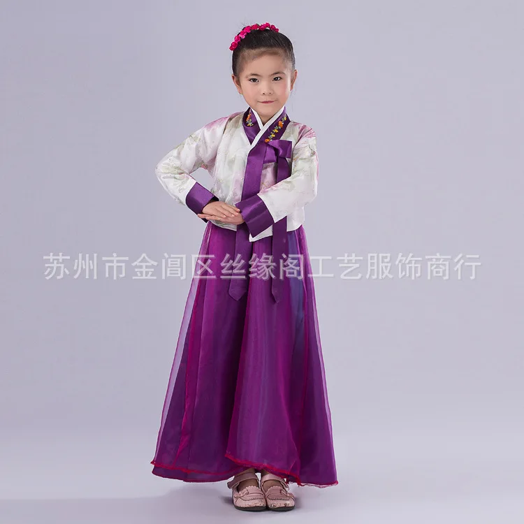 Новые корейские традиционные платья для девочек, высокое качество, длинные народные танцевальные костюмы, корейское платье для девочек