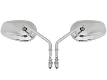 Chrome Oval Side Mirrors For Harley Sportster Dyna Softail Bobber Chopper 8mm