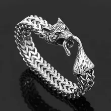 Мужская мода браслет homme титановая сталь не обесцвечивается скандинавский Викинг кельтская голова Волка Титановый стальной браслет