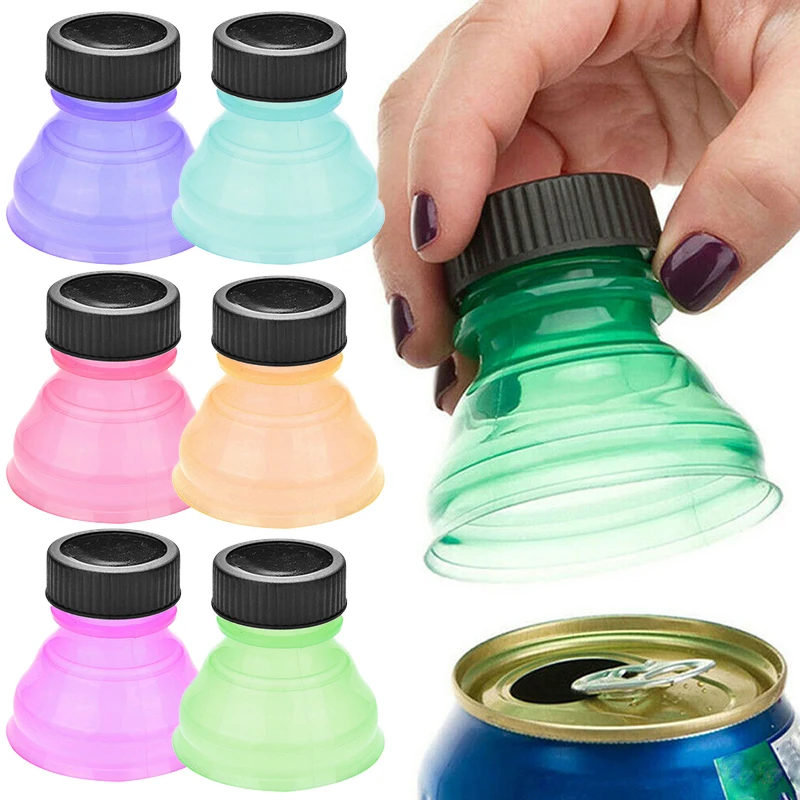 6Pcs Bottle Top Lid Soda Saver Pop Beer Beverage Can Cap Top Cover Flip Protector Snap on Wine Bottle Stopper Dropshipping - Цвет: color random