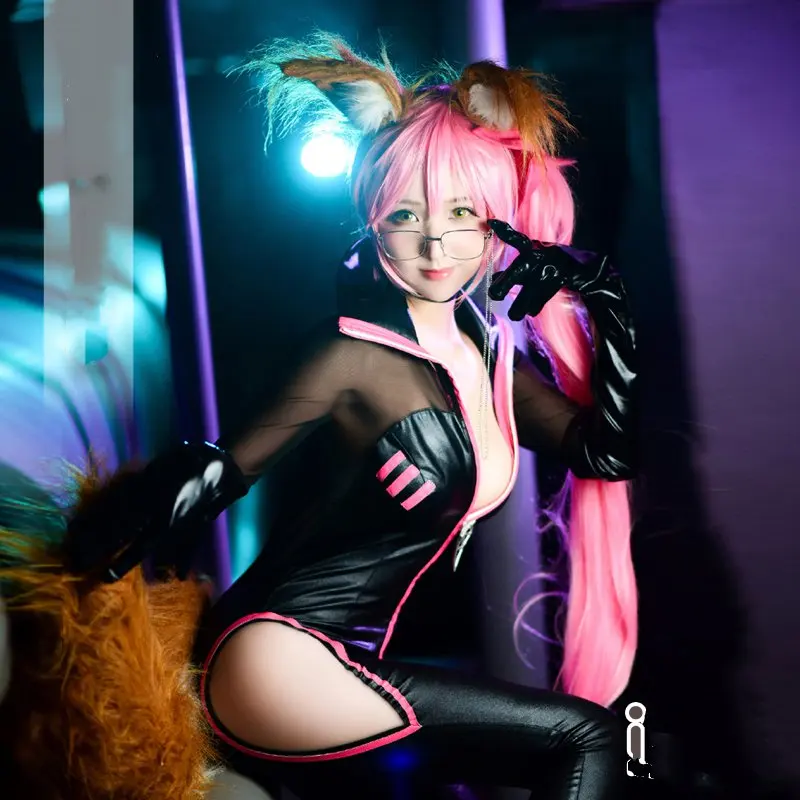 

Anime! Fate Grand Order FGO Tamamo no Mae Black Bodysuit Uniform Cosplay Costume Halloween Suit For Women