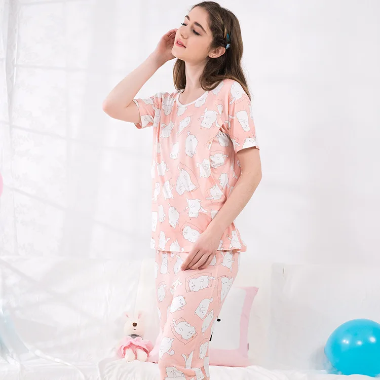 Модал 2 шт. Одежда для беременных Пижама для кормящих Lounge пижамы для беременных женщин