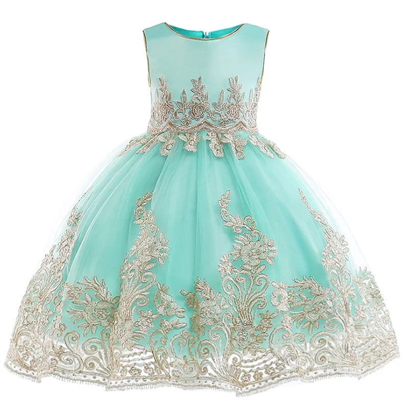 Детское платье для свадебной вечеринки для девочек; одежда для маленьких девочек из золотого бархата с вышитыми цветами; детское праздничное платье; костюм для малышей; L9029