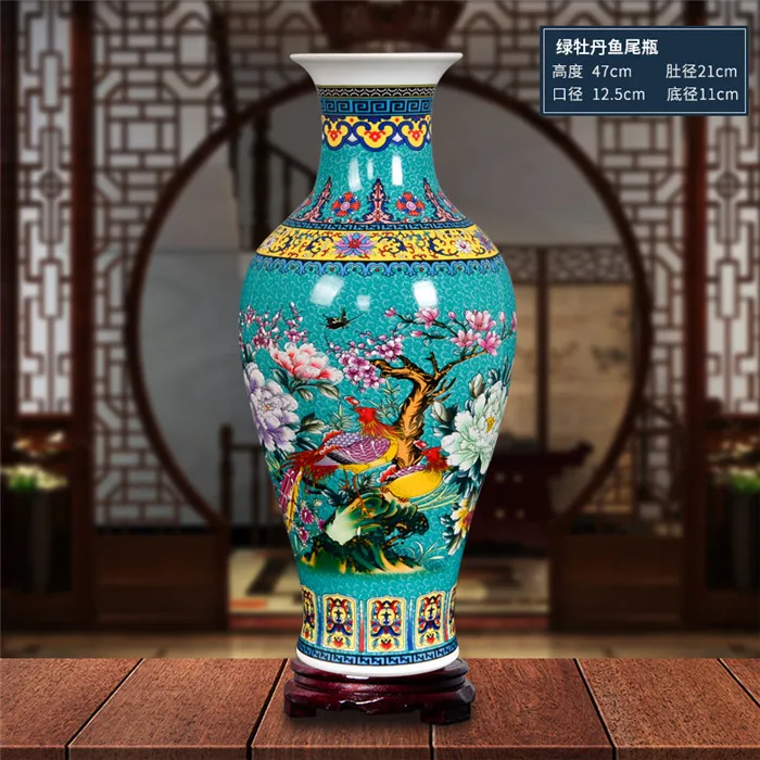 Цзиндэчжэнь Античная эмаль большая напольная ваза Керамика Европейский стиль китайская гостиная украшение ТВ ваза для шкафа - Цвет: H