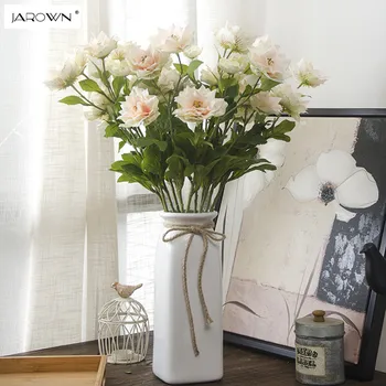 

JAROWN 3 Branch Artificial flowers Bouquet Decorative Silk Fake Artificial Plants Table Arrange For Wedding Home Decoration