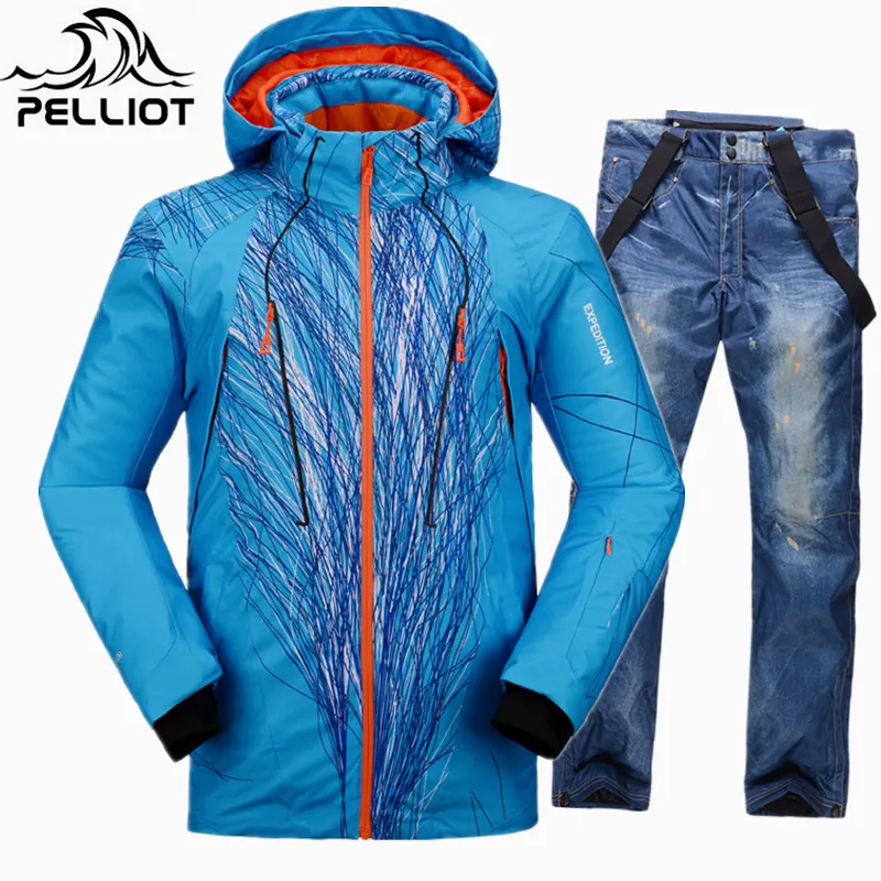 PELLIOT winter snowboarding suits men ski suit Cotton Pad warm snow Set