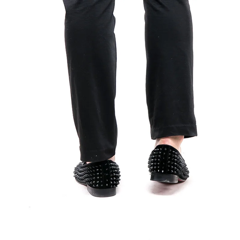 Г. модная мужская обувь туфли без каблуков с заклёпками с круглым носком мужские лоферы без застежки Мужская обувь для вечеринок