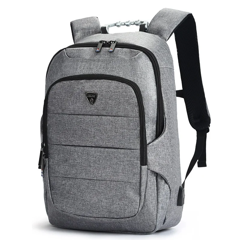 OZUKO, новинка, Мужской 15 дюймовый рюкзак для ноутбука, usb зарядка, мужские рюкзаки, школьный ранец, водоотталкивающий, женские дорожные сумки для подростков, Mochila - Цвет: Серый