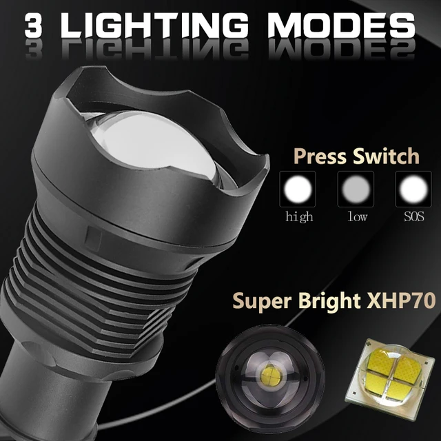 XHP70.2 Powerful Flashlight 26650 Battery  3