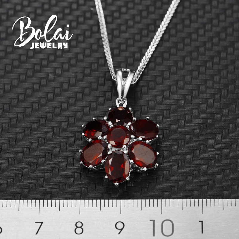 Bolaijewelry, гранат, ювелирный набор, натуральный gemstonet, 925 пробы, серебряный, цветочный дизайн, хорошее ювелирное изделие для женщин, подарки на годовщину