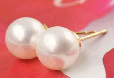 

wb00645 Perfect 9K Real Gold Filled Pearl Stud Earrings Round 8mm,