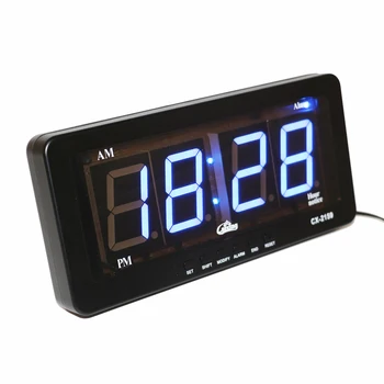 

Blue LED Display Digital LED Alarm Clock Wall Clock Large Numbers Easy to Read Modern Silent Electronic Alarm Clocks AC powered