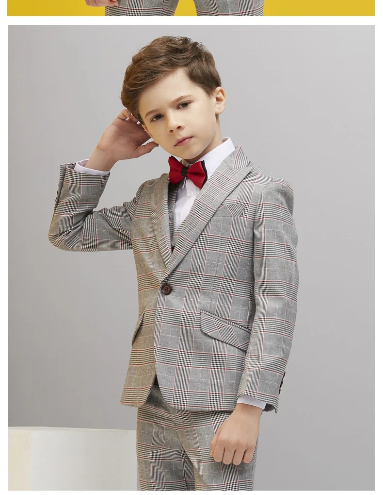 Ternos para o Menino Terno do Casamento Inglaterra Meninos Xadrez Blazer Pcs Vestido Formal Smoking Kid Página Menino Outfits 3 9 Cheap Trajes