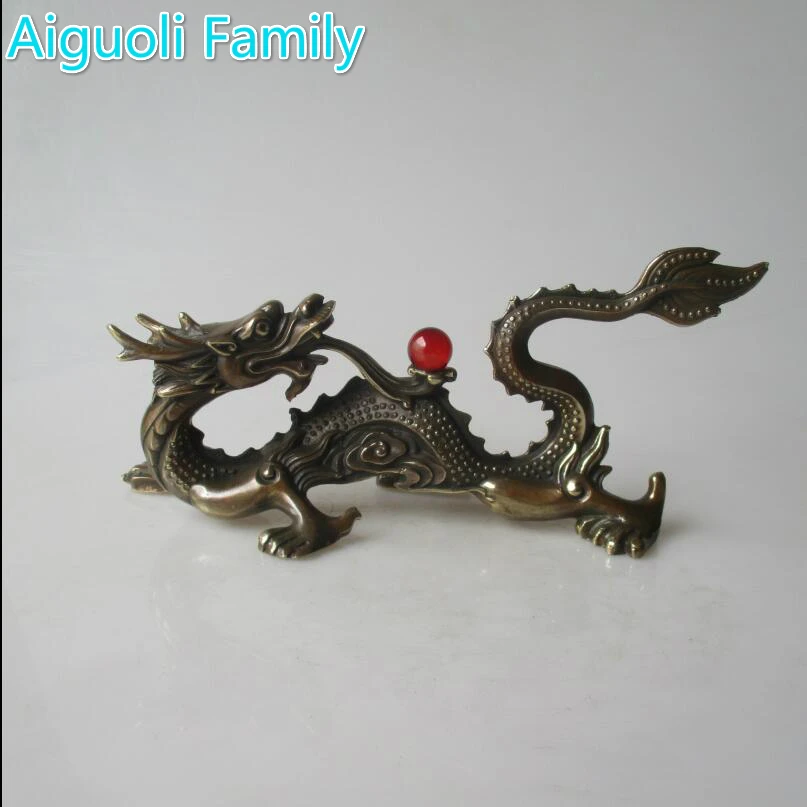 

decorations for home+ Home Decoration Chinese Old Copper Carved Dragon With red Bead Statue/Chinese dragon Sculpture