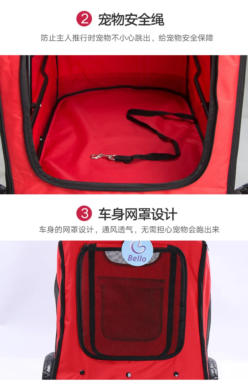 55kg bear weight dog carriers for large dog Folding stroller large pet carrier travel folding cart