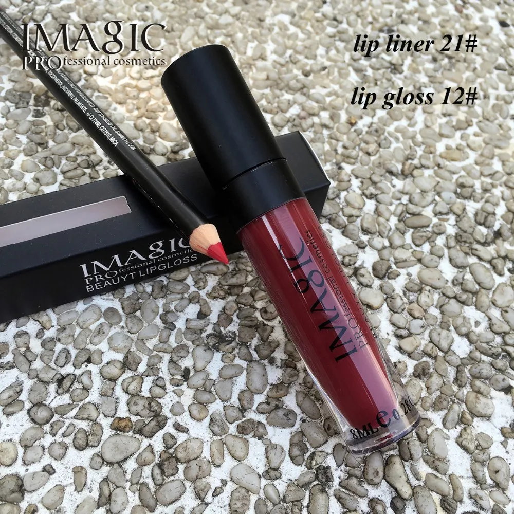 9Colors IMAGIC Lip Gloss Waterproof Matte Liquid Lipstick Strawberry Long Lasting Lip Kit as pencil for lips Makeup