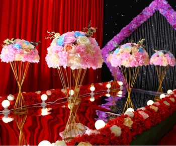 

60cm Tall Gold Flower Stand Wedding Flower Vase Aisle Road Leads Wedding Decoration