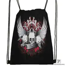 Изготовленный На Заказ Цветок череп Drawstring сумка-рюкзак милый рюкзак детский Ранец(черный назад) 31x40 см#2018611-23
