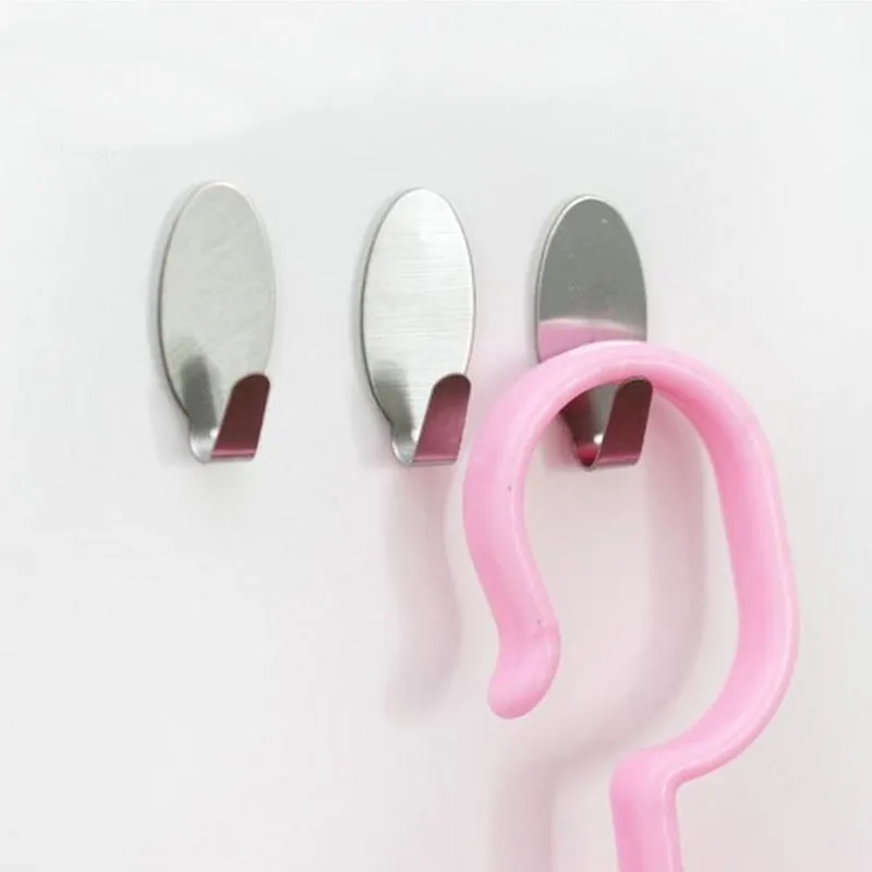

Hot Sales 6pcs/set Mini Oval Shape Self Adhesive Stainless Steel Stick Holder Hooks Hanger Home Kitchen Wall Door Essentials