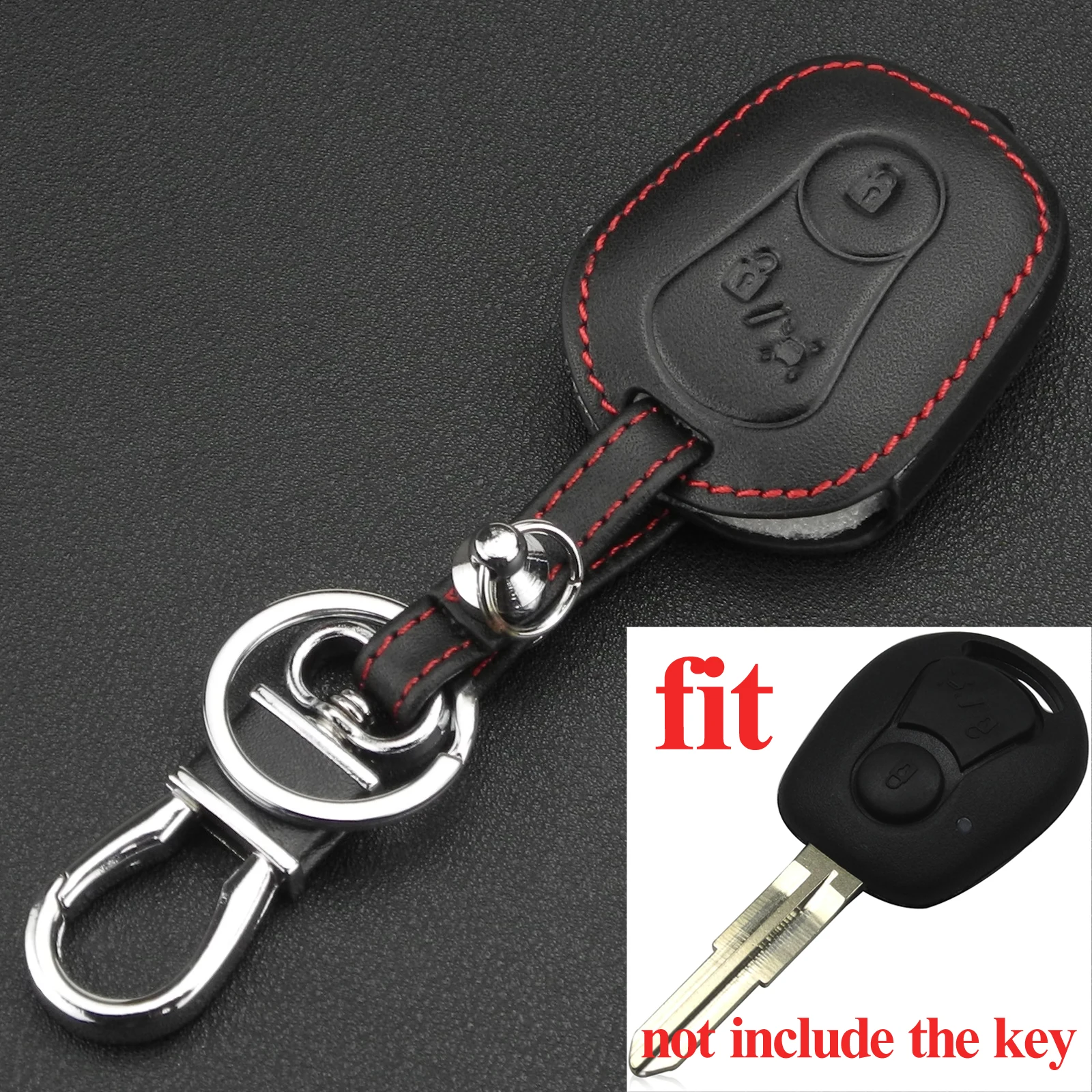 

maizhi 2 Buttons Remote Car Key Leather Case Key Cover for Ssangyong Actyon Kyron Rexton FOB Styling