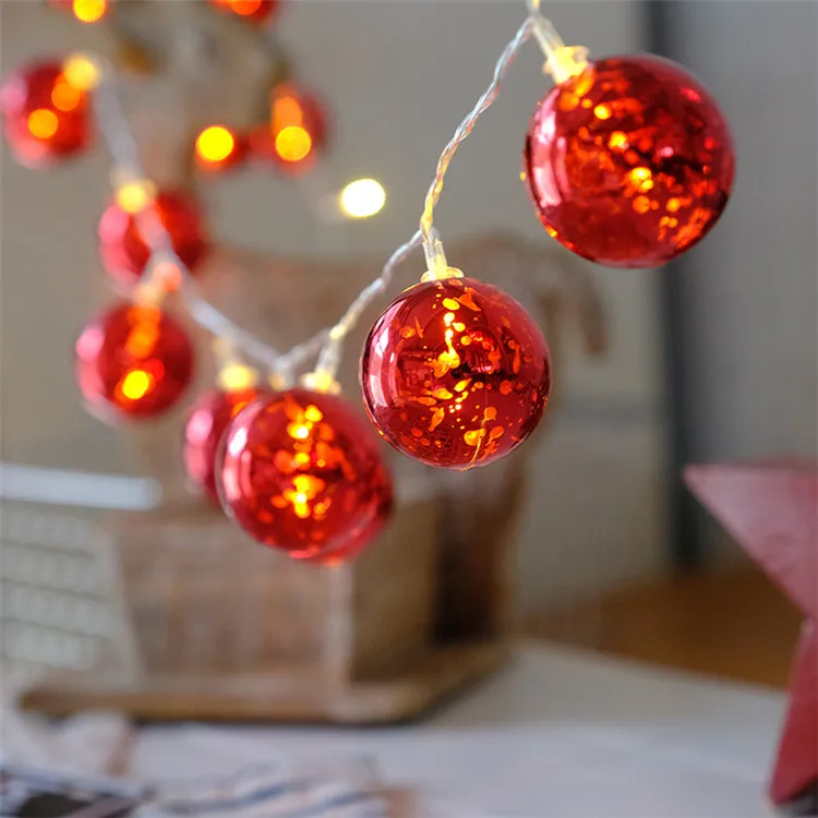 Декоративный светильник, 6 м, на батарейках, 5 см, красный шар, светодиодный светильник, свадебная гирлянда, светодиодный светильник, рождественская елка, украшения, Декор