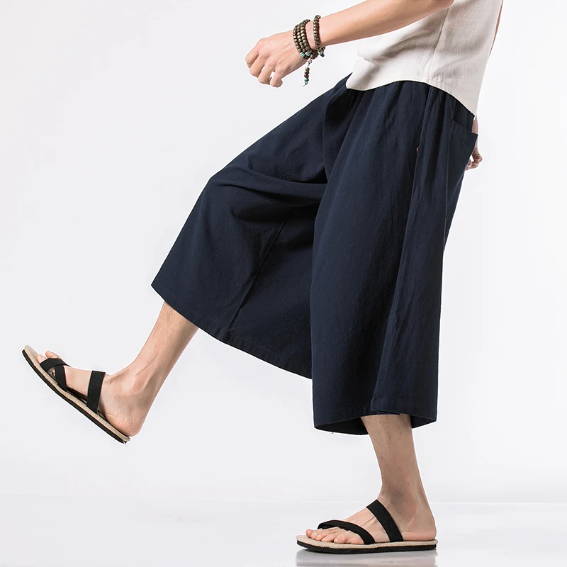 Для мужчин летние свободные Повседневное широкие брюки Хлопковые Штаны однотонные штаны Размеры M-5XL Джоггеры мужские модные