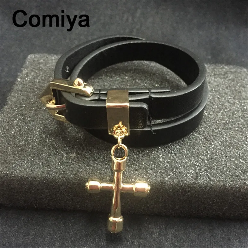 Женщины золото pulseira feminina черный PU одном направлении браслеты для женщин богемный
