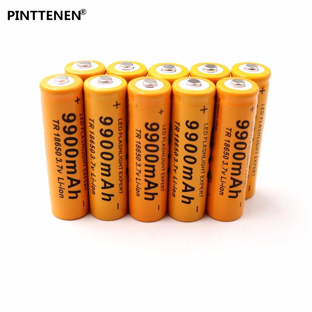 10PCS 18650 battery Brand 3.7V 9900mAh rechargeable li ion battery for