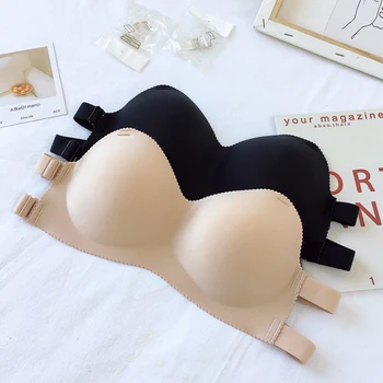 

GUMPRUN Seamless Wire Free Strapless Bras Comfort Breathable Solid Sexy Lingerie Wedding Cozy Invisible Push Up Bras For Women