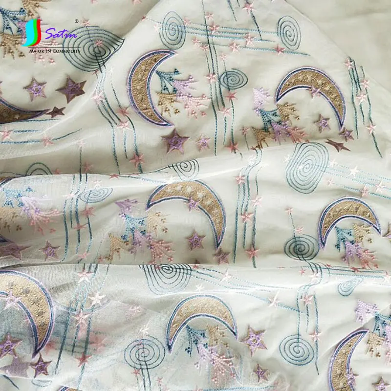 Детское платье, юбка, сделай сам, материал, солнце, луна, звезды, узор, милый яркий карамельный цвет, вышивка, пряжа, ткань в небесном стиле S0658L