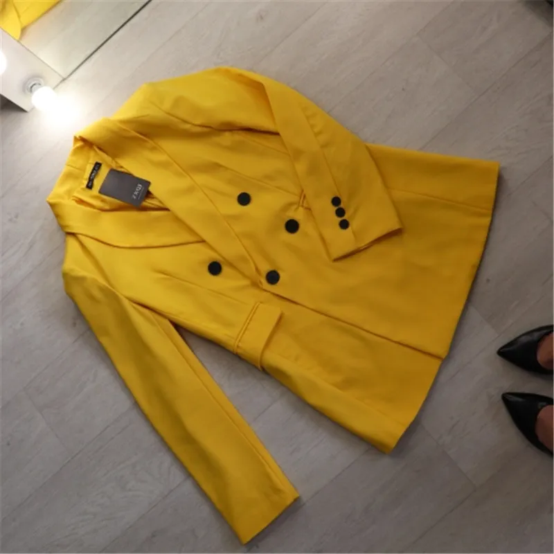 GCAROL 2019 шикарный женский двубортный желтый блейзер с v-образным вырезом 2 кармана элегантный OL Рабочий костюм весна лето модная куртка