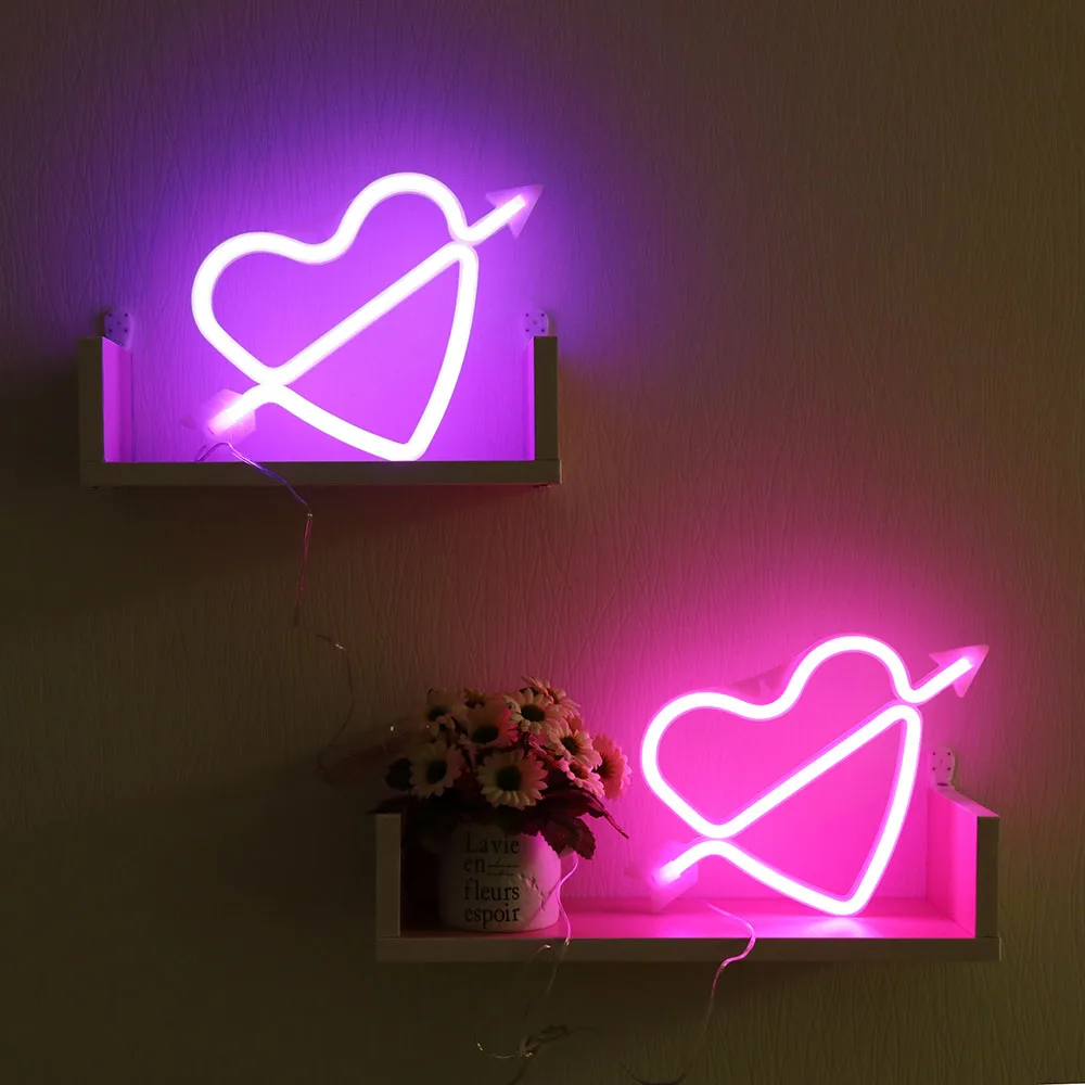 Us 11 08 40 Off Guocheng Heart Neon Lights Battery Operated Usb For Birthday Wedding Christmas Party Bedroom Wall Hanging Decor Light Nights In