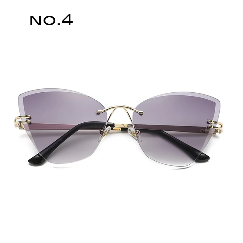 Бренд taotaoqi, кошачий глаз, солнцезащитные очки для женщин, дизайнерские, индивидуальные, без оправы, винтажные мужские солнцезащитные очки, UV400, солнцезащитные очки, oculos de sol - Цвет линз: NO.4