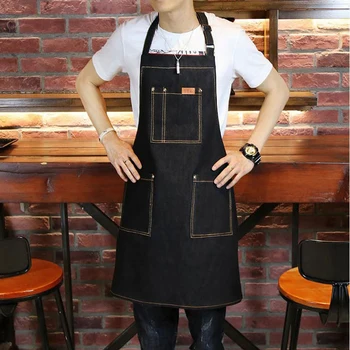 

Korean fashion denim apron coffee shop lovely cotton Japanese adult men and women overalls canvas