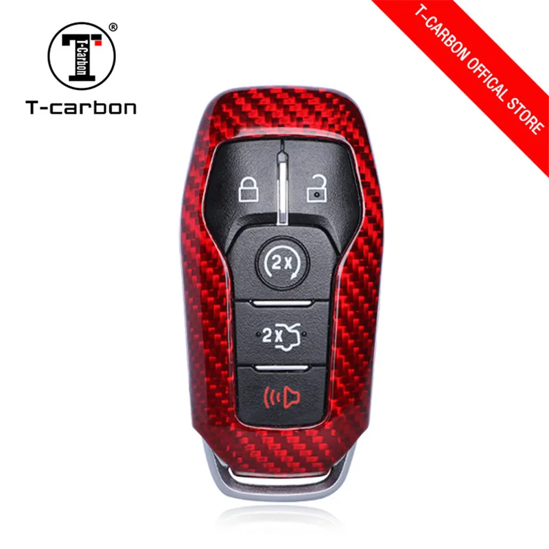 

Carbon Fiber Car Key Smart Remote Key Case Cover for Ford Mustang 5 Buttons