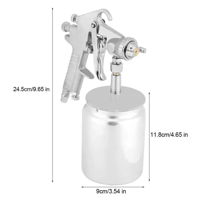 WALFRONT 1.5mm Pneumatic Spray Tools Nozzle 600CC Bottom Feeding Mode Air Paint Spray Tools Pneumatic Tool Portable
