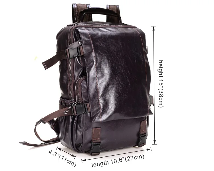 Men genuine leather backpack 7
