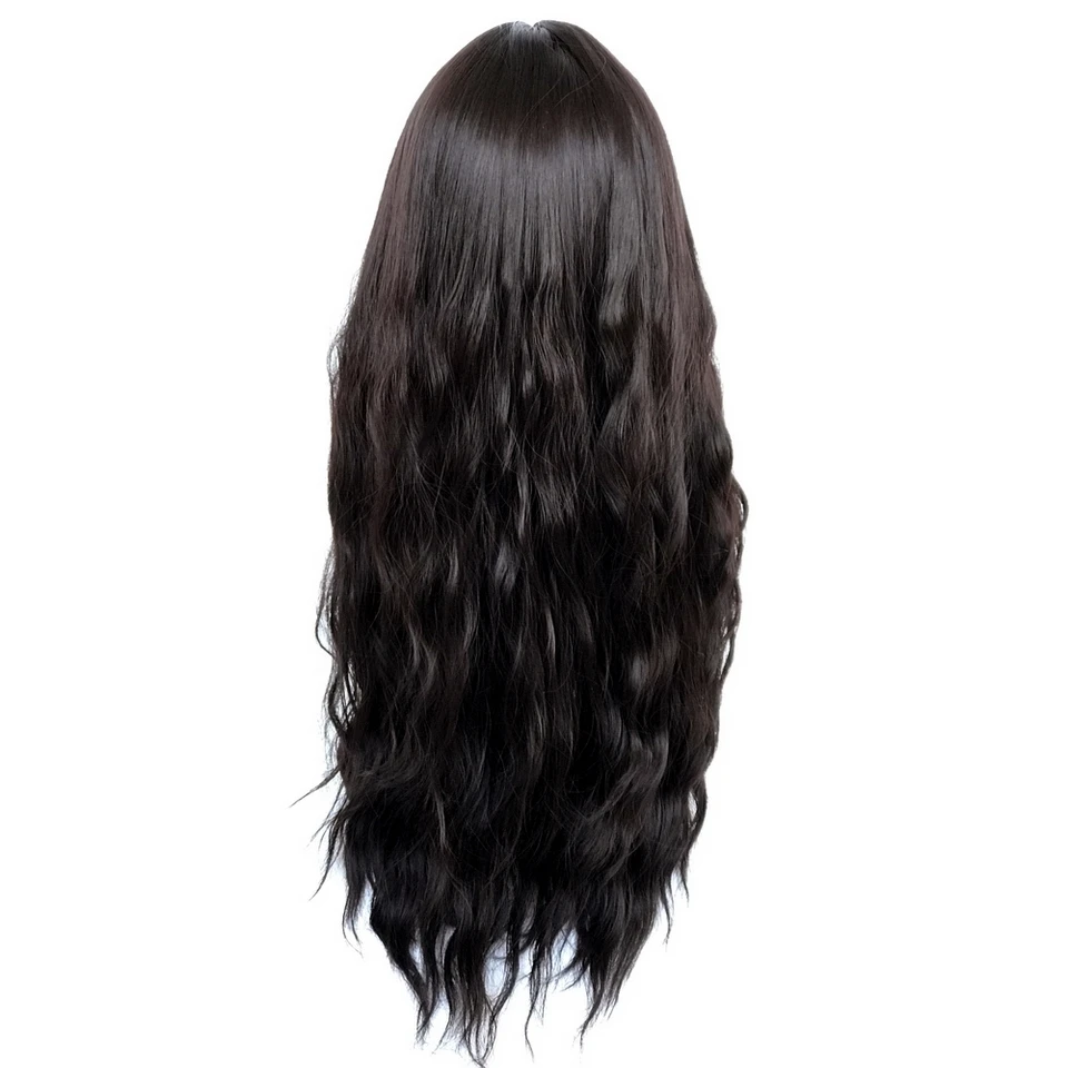 Yiyaobess 65 см длинные волнистые парики с челкой термостойкие синтетические волосы черный Лен коричневый фиолетовый светильник золотой парик