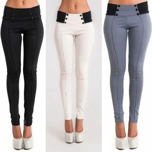 

Women Ladies Casual Denim Skinny Pants High Waist Stretch Pencil Trousers New