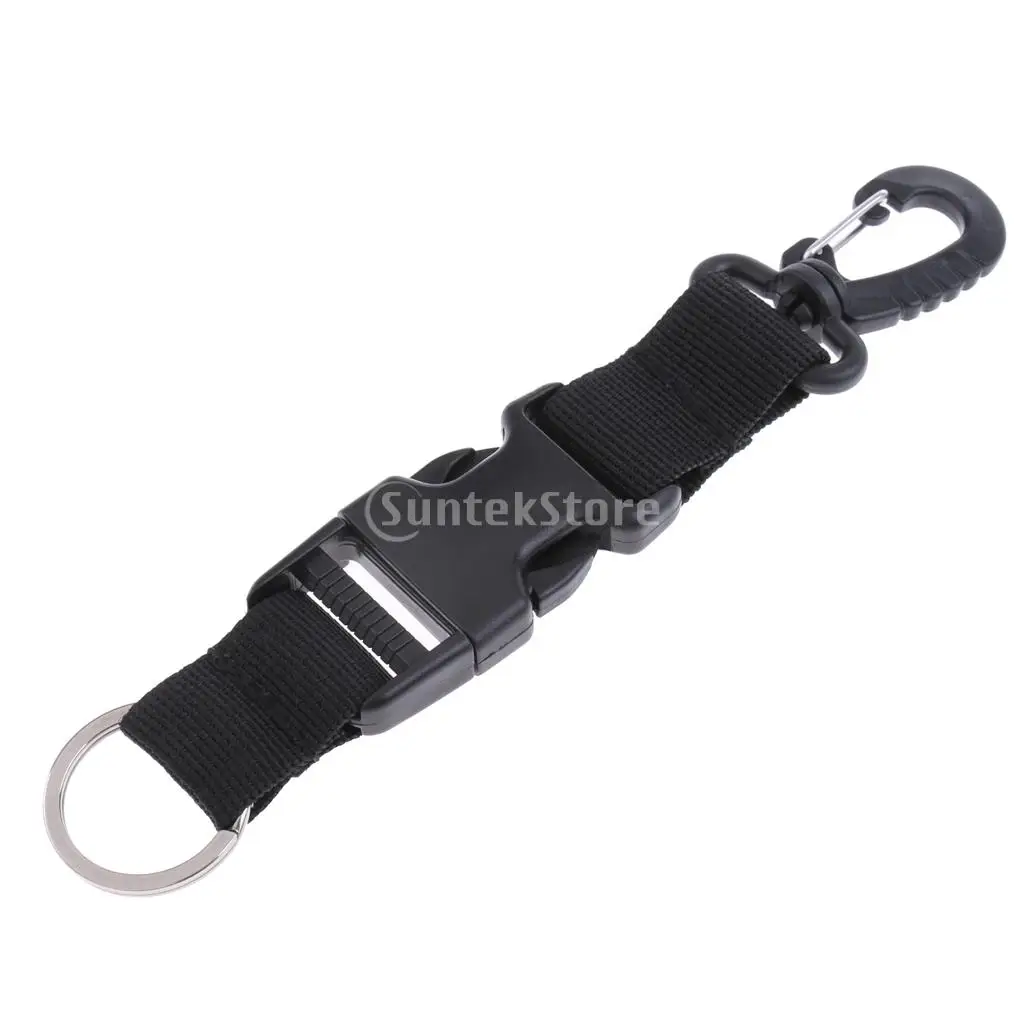 Underwater Scuba Diving Spearfishing Free Diving BCD Webbing Lanyard Holder Strap Quick Release Buckle & Swivel Clip