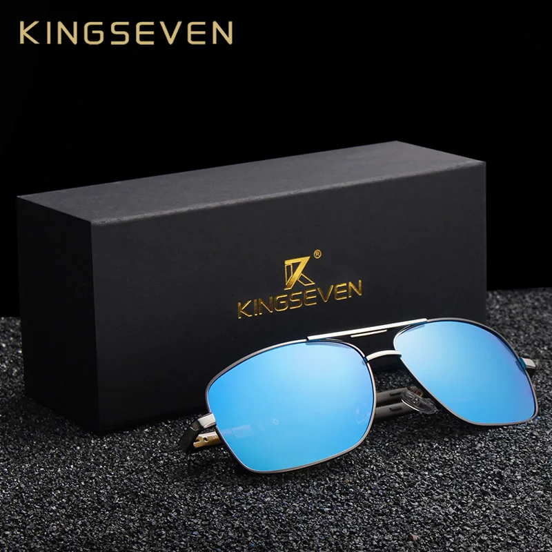 Koop KINGSEVEN Merk Designer heren Aluminium Magnesium Zonnebril Gepolariseerde Spiegel lens Man Eyewear Zonnebril Voor Mannen gafas