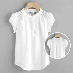 Женские топы для женщин блуза офисная летняя однотонная Повседневная модная деловая комбинированная футболка праздничные рубашки с